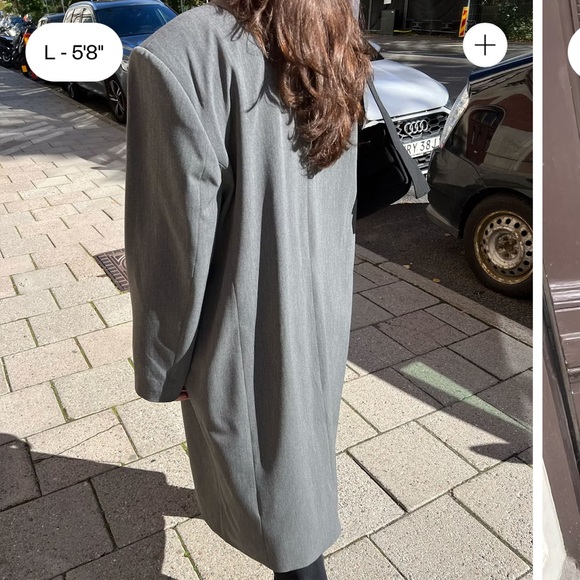 NEW Djerf Avenue Forever Coat Long Button Oversized Blazer in Grey size small - Picture 6 of 14